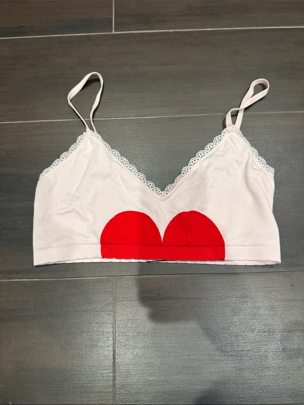 Victoria's Secret Light Pink Bralette with Red Heart Detail